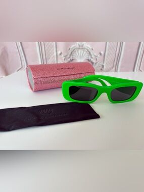 Chiara Ferragni Kids Bright Green Rectangular Sunglasses